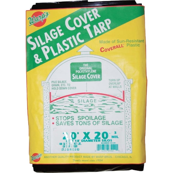 Warp Bros. Coverall Polyethylene Silage Cover SSC-20 - 3 Mil Durable - 20' x 20' Black