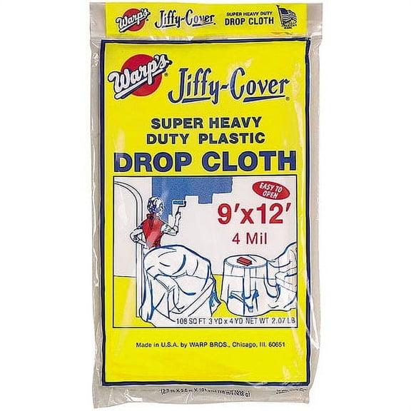 Warp's 4JC-912 Clear 9 ft W x 12 ft L Plastic Drop Cloth