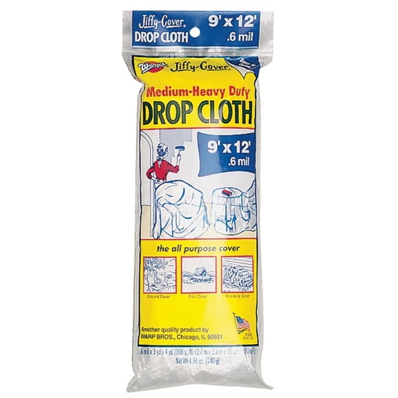 Warp's Jiffy-cover 9 Ft. W X 12 Ft. L X 0.6 Mil Plastic Drop Cloth 1 Pk