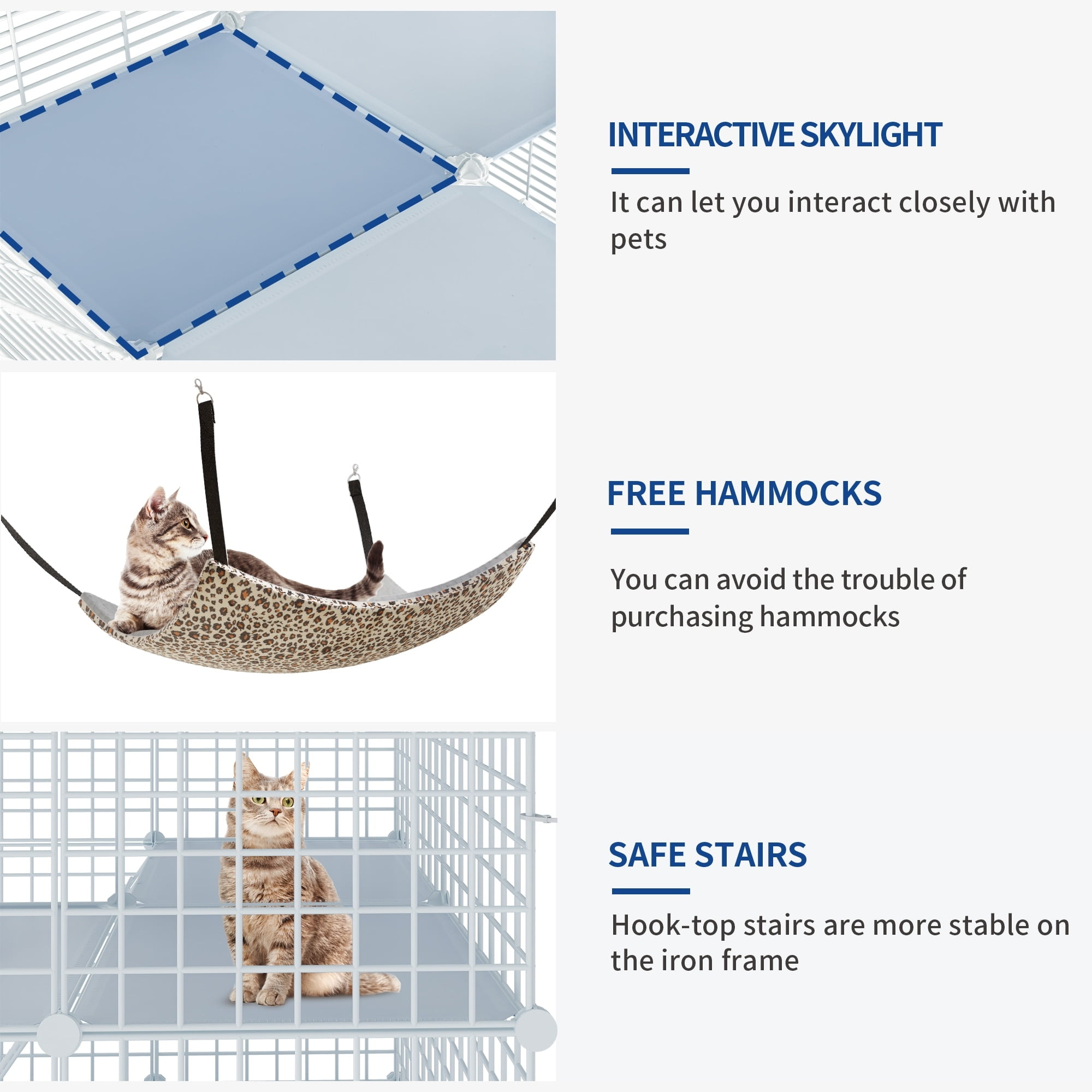 Moasis Black Metal 4-Layer Outdoor/Indoor Cat Playpen with Hammock