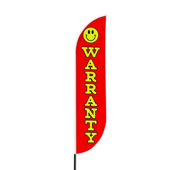 Warranty Sign feather flag for Outdoor by Mavis Printing | 11.5 FEET Long Polyester Outdoor Banner Flag for Easy Hang | HD Print Swooper I Flag Only to Advertise Car Business| Made in USA I Flag Only
