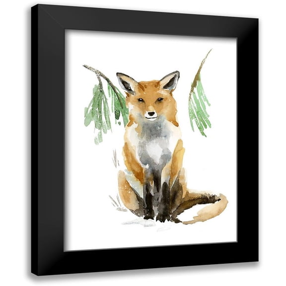Warren, Annie 12x14 Black Modern Framed Museum Art Print Titled - Snowy Fox I