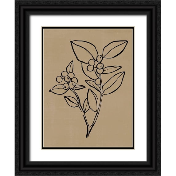 Warren, Annie 12x14 Black Ornate Wood Framed with Double Matting Museum Art Print Titled - Winter Sprig II