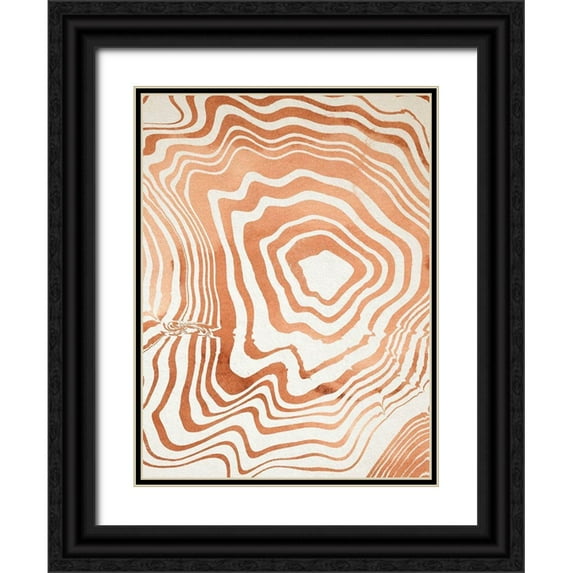 Warren, Annie 12x14 Black Ornate Wood Framed with Double Matting Museum Art Print Titled - Wood Grain Suminagashi I