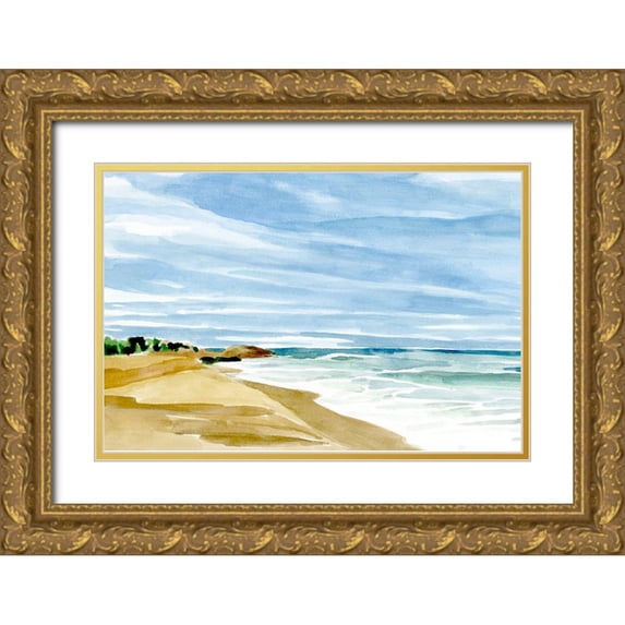 Warren, Annie 14x11 Gold Ornate Wood Framed with Double Matting Museum Art Print Titled - Coastline Calm II
