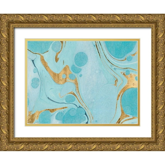 Warren, Annie 14x12 Gold Ornate Wood Framed with Double Matting Museum Art Print Titled - Turquoise Stream I
