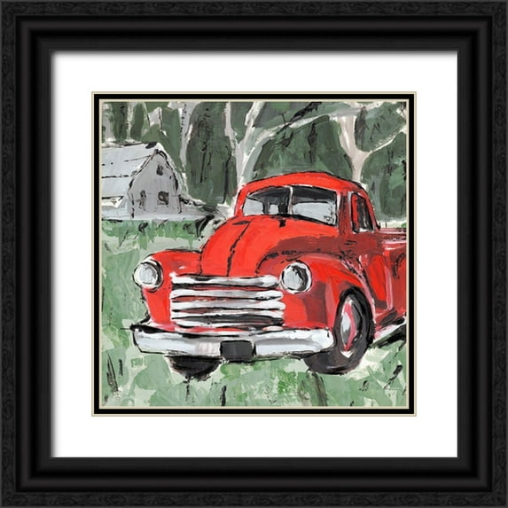 Warren, Annie 15x15 Black Ornate Wood Framed with Double Matting Museum Art Print Titled - Big Red Truck IV