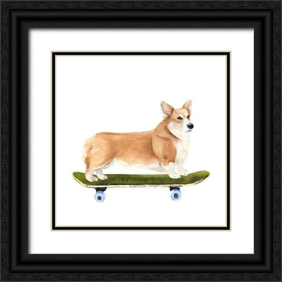 Warren, Annie 15x15 Black Ornate Wood Framed with Double Matting Museum Art Print Titled - Pups on Wheels III