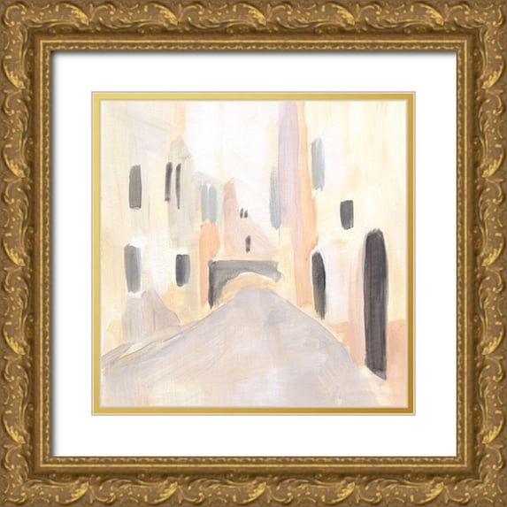 Warren, Annie 15x15 Gold Ornate Wood Framed with Double Matting Museum Art Print Titled - Pastel Streets I