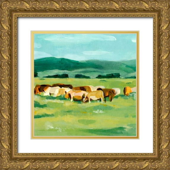 Warren, Annie 15x15 Gold Ornate Wood Framed with Double Matting Museum Art Print Titled - Rural Fields II