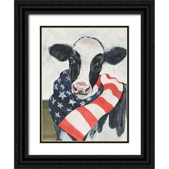 Warren, Annie 15x18 Black Ornate Wood Framed with Double Matting Museum Art Print Titled - American Cow I