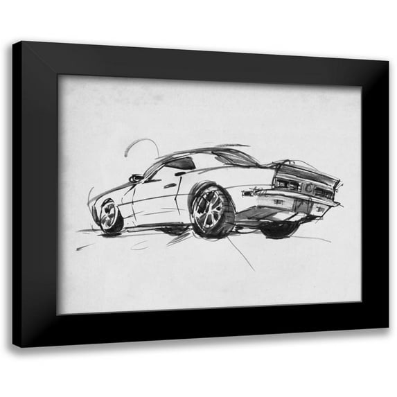 Warren, Annie 18x15 Black Modern Framed Museum Art Print Titled - Classic Car Sketch II