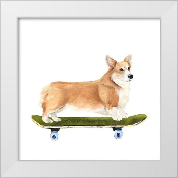 Warren, Annie 20x20 White Modern Wood Framed Museum Art Print Titled - Pups on Wheels III