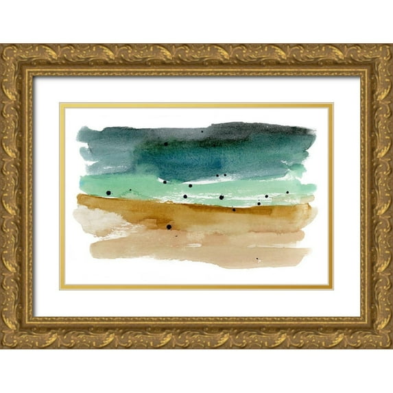 Warren, Annie 24x17 Gold Ornate Wood Framed with Double Matting Museum Art Print Titled - Shoreline Strokes II