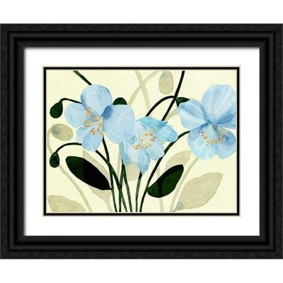 Warren, Annie 24x19 Black Ornate Wood Framed with Double Matting Museum Art Print Titled - Blue Poppies II