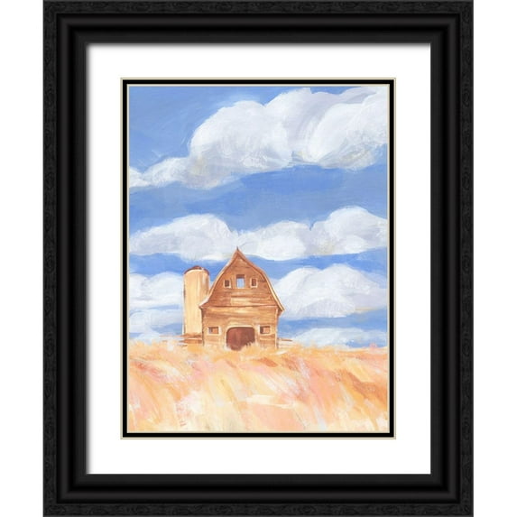 Warren, Annie 25x32 Black Ornate Wood Framed with Double Matting Museum Art Print Titled - Wheatfield Barn II