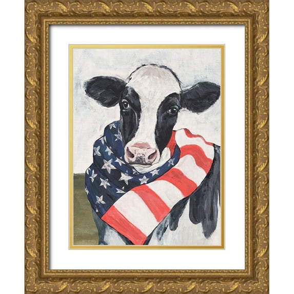 Warren, Annie 25x32 Gold Ornate Wood Framed with Double Matting Museum Art Print Titled - American Cow I