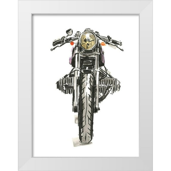 Warren, Annie 25x32 White Modern Wood Framed Museum Art Print Titled - Motorcycles in Ink II