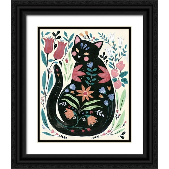 Warren, Annie 26x32 Black Ornate Wood Framed with Double Matting Museum Art Print Titled - Folksy Feline I