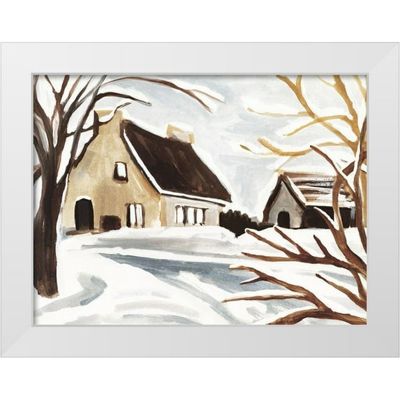 Warren, Annie 32x25 White Modern Wood Framed Museum Art Print Titled - Winter Cottage II