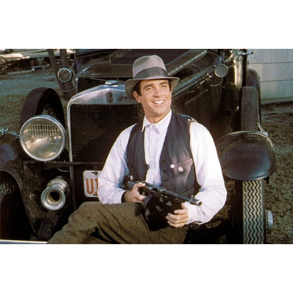 Warren Beatty posing with machine gun sitting on vintage car 24x36 Poster Bonnie and Clyde