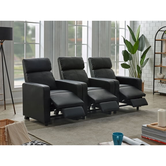 Warren Black Upholstered 3-seater Home Theater