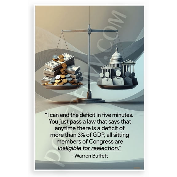 Warren Buffett Deficit Congress Quote Inspirational 12x18 US Made Poster