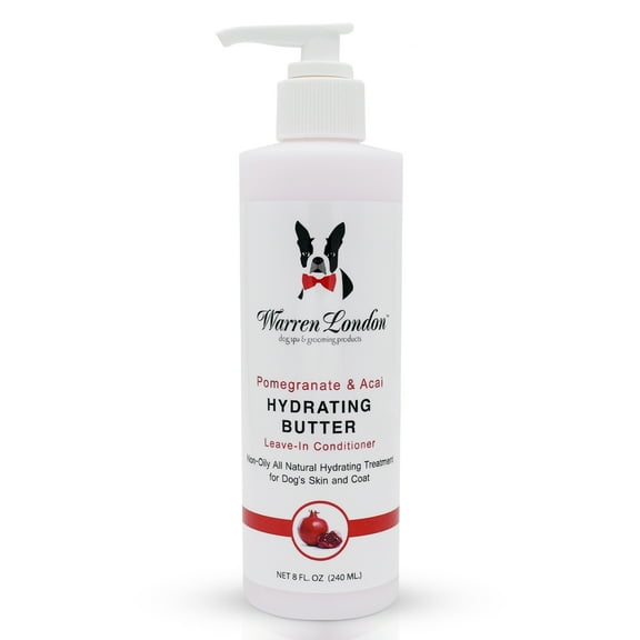Warren London Hydrating Butter Leave In Conditioner for Dogs | Aloe Vera Dog Lotion for Dry Skin & Coat | Pomegranate 8oz