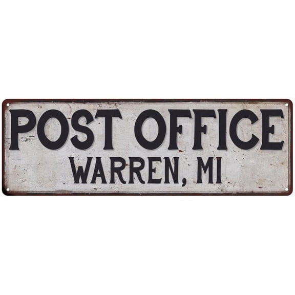 Warren, Mi Post Office Metal Sign Vintage 6x18 106180011183