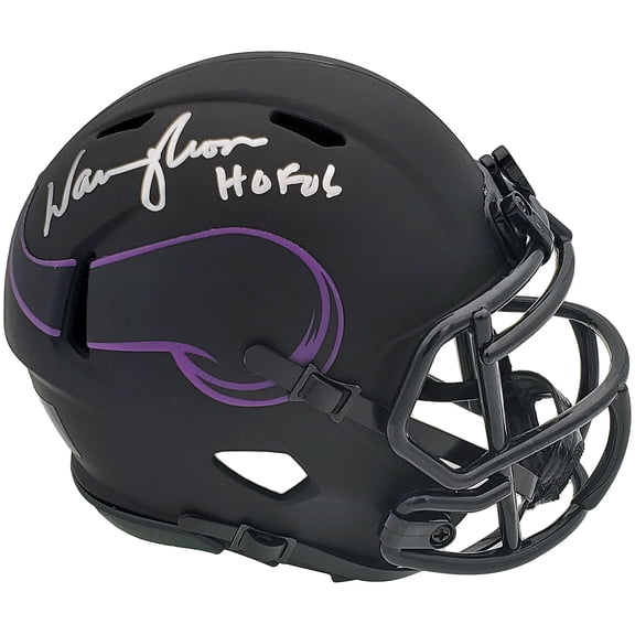 Warren Moon Autographed Minnesota Vikings Eclipse Black Mini Helmet "HOF 06" MCS Holo 197050