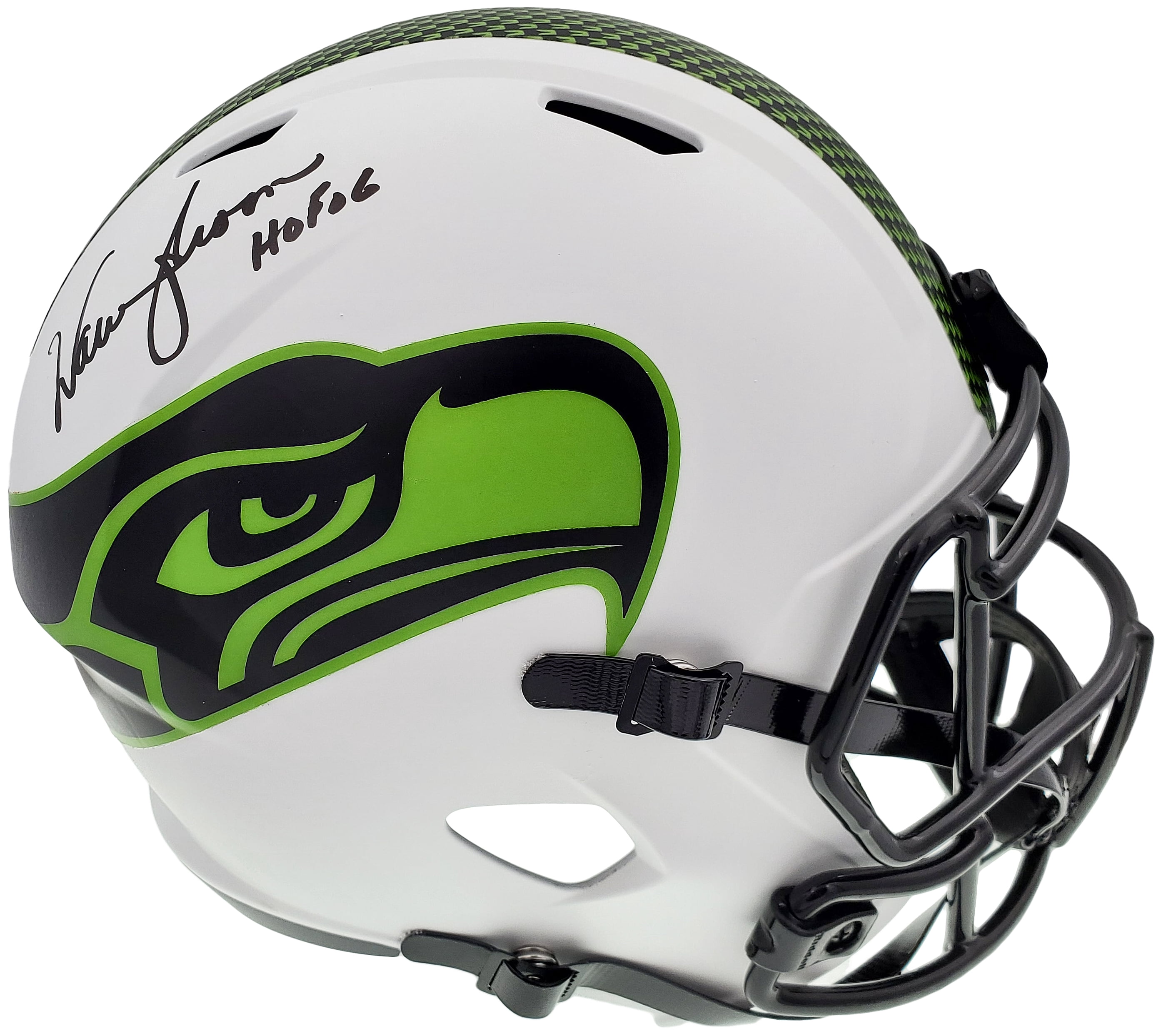 Warren Moon Autographed Seattle Seahawks Lunar Eclipse White Full Size Replica Speed Helmet "HOF 06" MCS Holo 196472