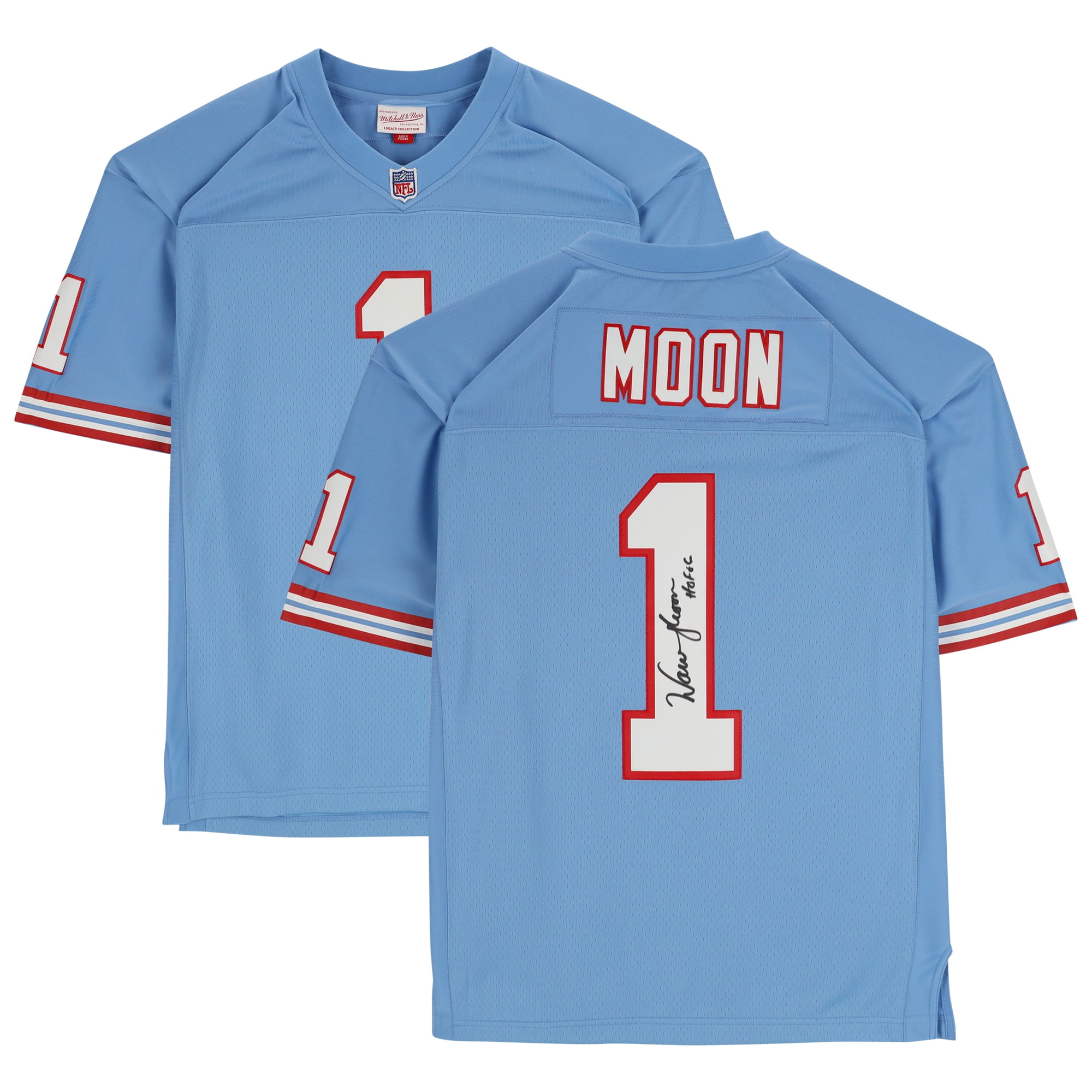Warren Moon Houston Oilers Autographed Blue Mitchell & Ness Replica