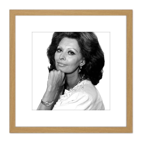 Warren Portrait Actress Sophia Loren Photo 8X8 Inch Square Wooden Framed Wall Art Print Picture with Mount