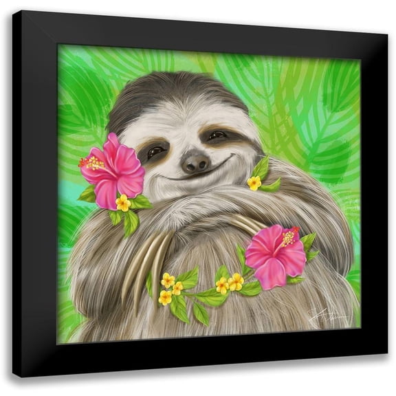 Warren, Shari 12x12 Black Modern Framed Museum Art Print Titled - Smiling Sloth