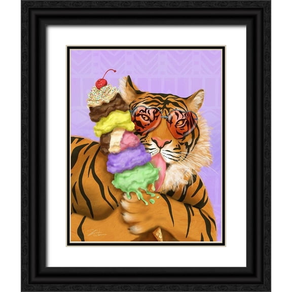 Warren, Shari 12x14 Black Ornate Wood Framed with Double Matting Museum Art Print Titled - Party Safari Tiger