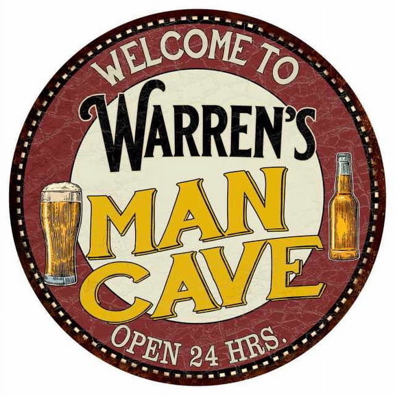 Warren's Man Cave 14" Round Metal Sign Kitchen Bar Wall Decor 100140035362