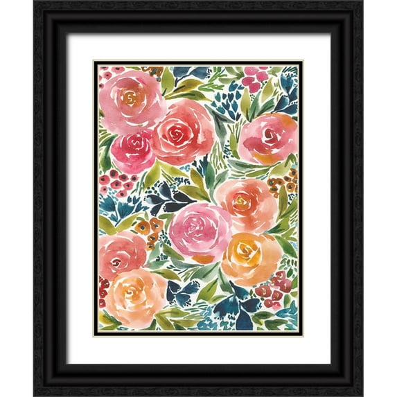 Warrick, Cheryl 19x24 Black Ornate Wood Framed with Double Matting Museum Art Print Titled - Garden Bliss III