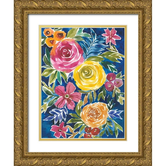 Warrick, Cheryl 25x32 Gold Ornate Wood Framed with Double Matting Museum Art Print Titled - Flower Patch I