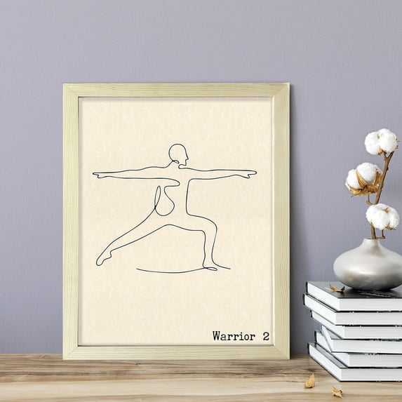 Warrior 2, 11 x 14 Wooden FRAMED Print Yoga Wall Art