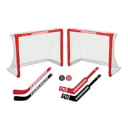 Warrior 8pc Mini Hockey Game Set - 2 Mini Nets, 2 Mini Player Sticks, 2 Goalie Sticks, 2 Balls -2lbs