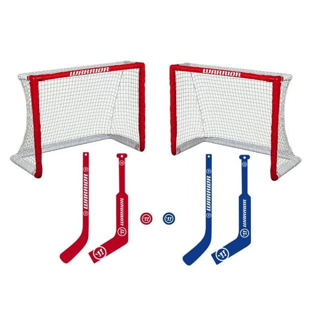 Warrior 8pc Mini Hockey Game Set 2 Mini Nets, 2 Mini Player Sticks, 2