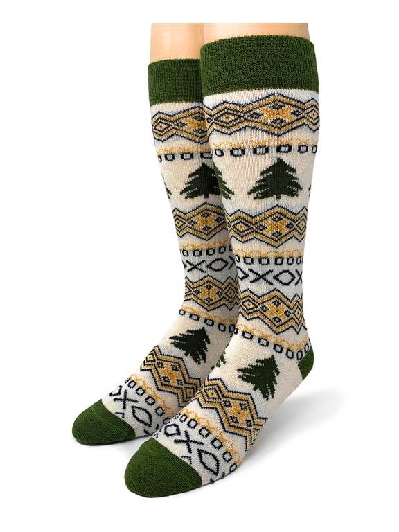 - Evergreen Pine Tree Alpaca Wool Socks – Warm, Breathable, Holiday-Inspired Crew Socks for Men & Women – Cozy Fair Isle Winter Socks for Boots or Shoes