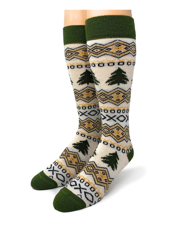 - Evergreen Pine Tree Alpaca Wool Socks – Warm, Breathable, Holiday-Inspired Crew Socks for Men & Women – Cozy Fair Isle Winter Socks for Boots or Shoes
