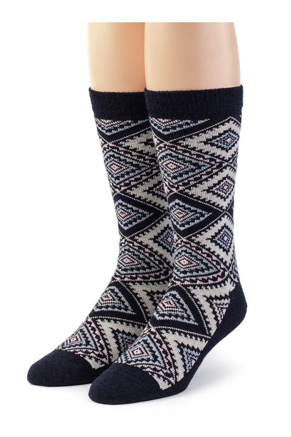 - Geometric Diamond Argyle Crew Socks for Women