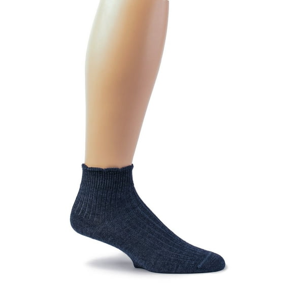Warrior Alpaca Socks - Scalloped Edge Ankle Socks with Baby Alpaca & Bamboo for Her - Cadet Blue