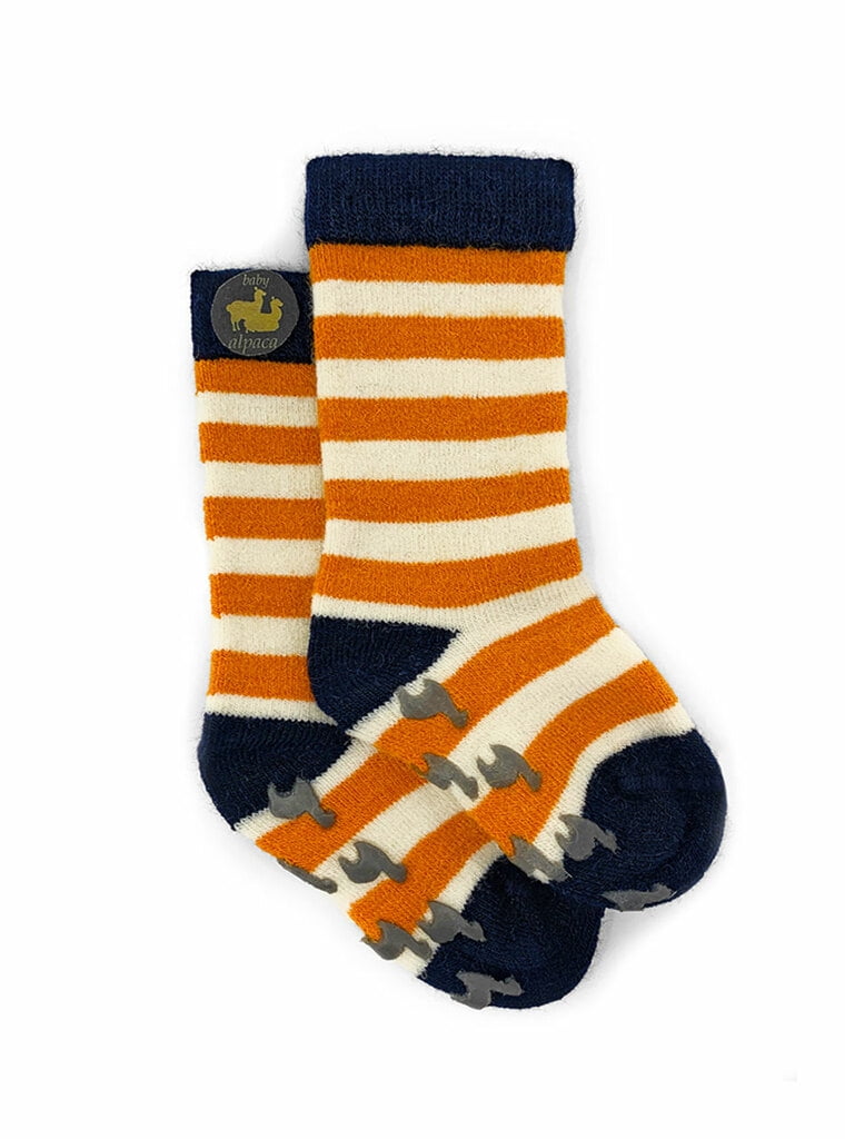 Warrior Alpaca Socks Striped Toddler Alpaca Wool Socks with NonSkid