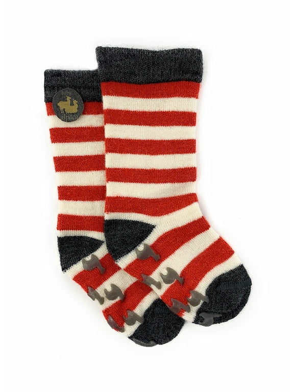 - Striped Toddler Alpaca Wool Socks with Non-Skid - Unisex