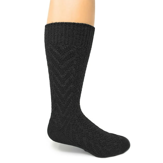 Warrior Alpaca - Textured Knit Two Toned Alpaca Socks (Charcoal/Smoke Large)
