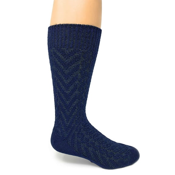 Warrior Alpaca - Textured Knit Two Toned Alpaca Socks (Navy/Olive Green Medium)