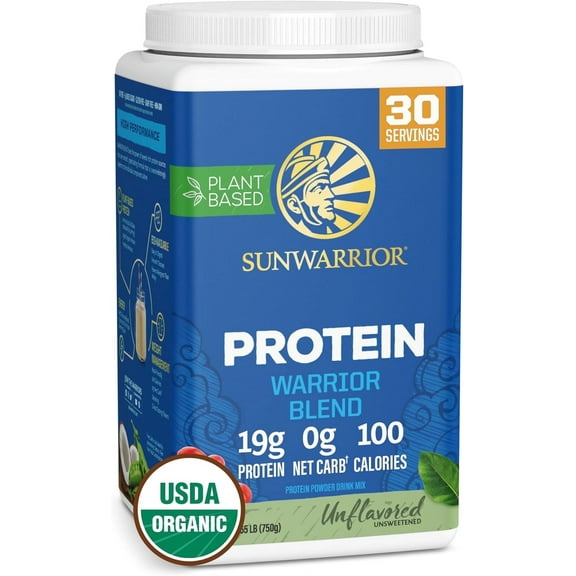 Sunwarrior Warrior Blend Unflavored Vegan Protein Powder, 30 Servings